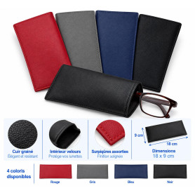 Pochette à lunettes souple en cuir grainé (ets-003)