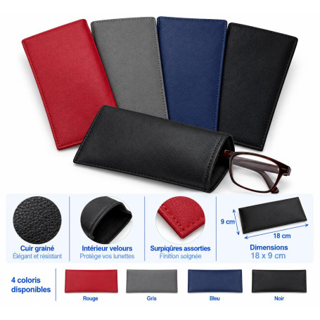 Pochette à lunettes souple en cuir grainé (ets-003)