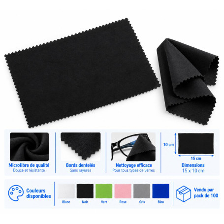 Microfibre nettoyante pour lunettes 15 × 10 cm (mic-001 )