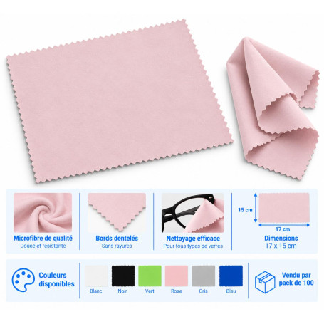 Microfibre nettoyante pour lunettes grand format 17×15 cm (mic-002)