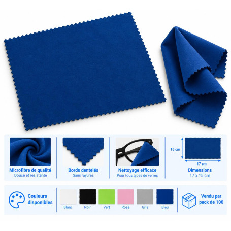 Microfibre nettoyante pour lunettes grand format 17×15 cm (mic-002)