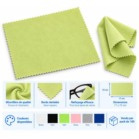 Microfibre nettoyante pour lunettes grand format 17×15 cm (mic-002)