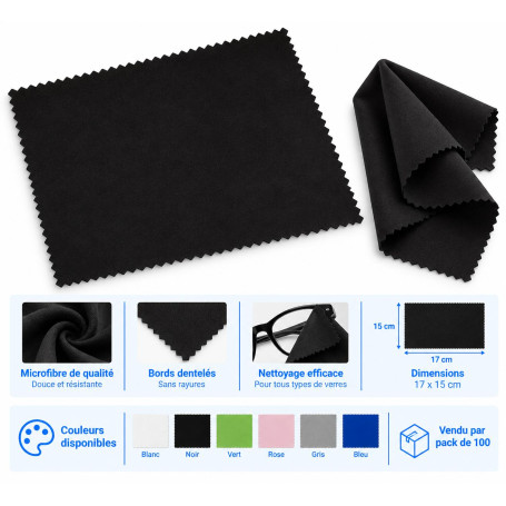 Microfibre nettoyante pour lunettes grand format 17×15 cm (mic-002)