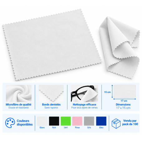 Microfibre nettoyante pour lunettes grand format 17×15 cm (mic-002)