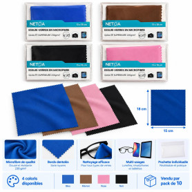 Essuie-verres en microfibre NETOA avec pochette (net-007)