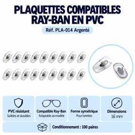 Plaquettes compatible Ray-ban (pla-014 argenté)