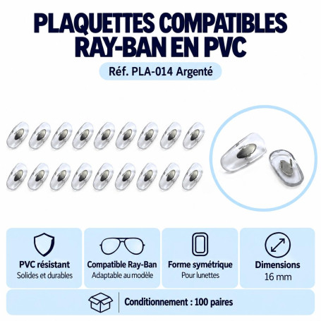 Plaquettes compatible Ray-ban (pla-014 argenté)
