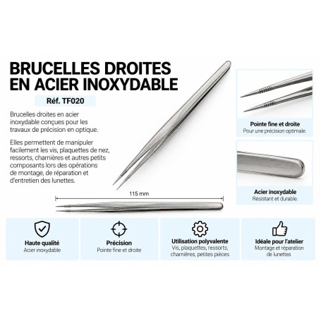Brucelles droites en acier inoxydable (tf020)