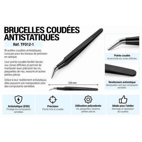 Brucelles coudées antistatiques (tf012-1)