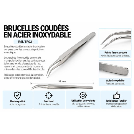Brucelles coudées en acier inoxydable (tf021)