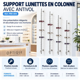 Support lunettes en colonne avec antivol (pre-004)
