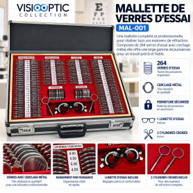 Mallette de verres d'essai avec cerclage métal (mal-001)