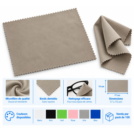 Microfibre nettoyante pour lunettes grand format 17×15 cm (mic-002)