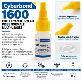 Colle cyanoacrylate Cyberbond 1600 – Prise rapide – 10 g