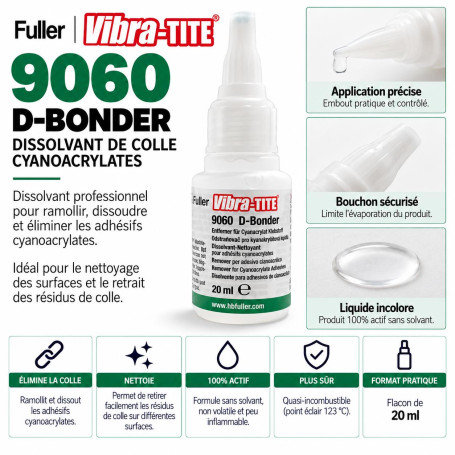 Dissolvant de colle cyanoacrylate Vibra-TITE 9060 D-Bonder – 20 ml