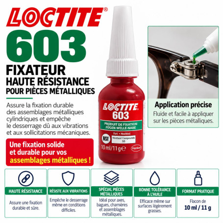 LOCTITE 603 – Fixateur haute résistance pour pièces métalliques